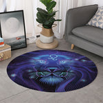 Dark Leo Zodiac Sign Print Round Rug