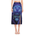 Dark Leo Zodiac Sign Print Side Slit Midi Skirt