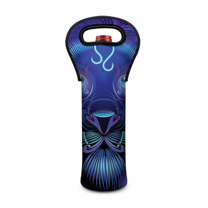 Dark Leo Zodiac Sign Print Single Neoprene Wine Tote