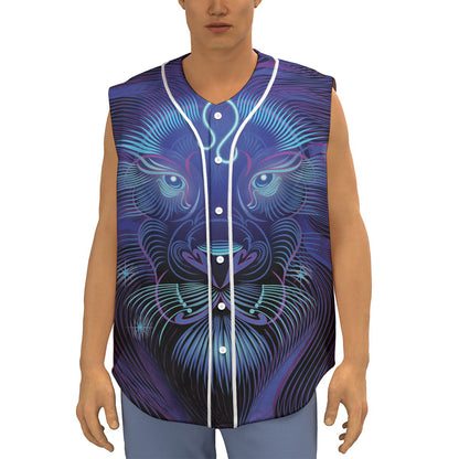 Dark Leo Zodiac Sign Print Sleeveless Baseball Jersey