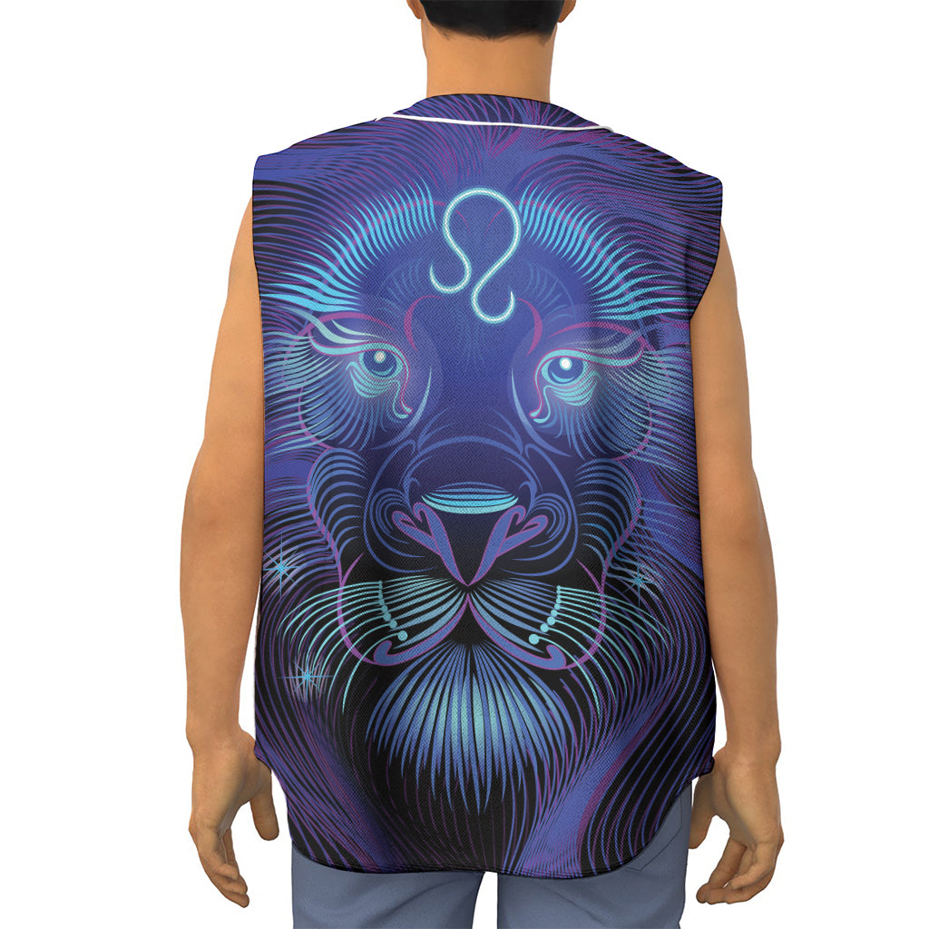 Dark Leo Zodiac Sign Print Sleeveless Baseball Jersey