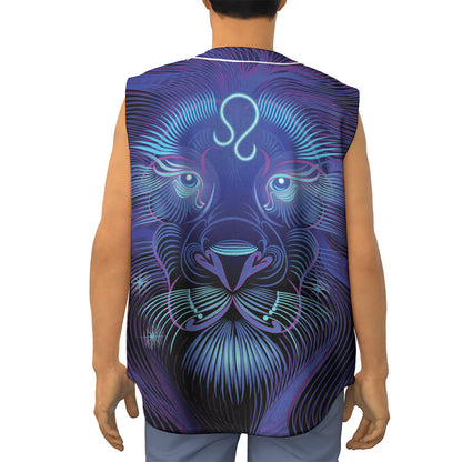 Dark Leo Zodiac Sign Print Sleeveless Baseball Jersey