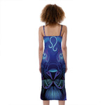 Dark Leo Zodiac Sign Print Slim Fit Midi Cami Dress