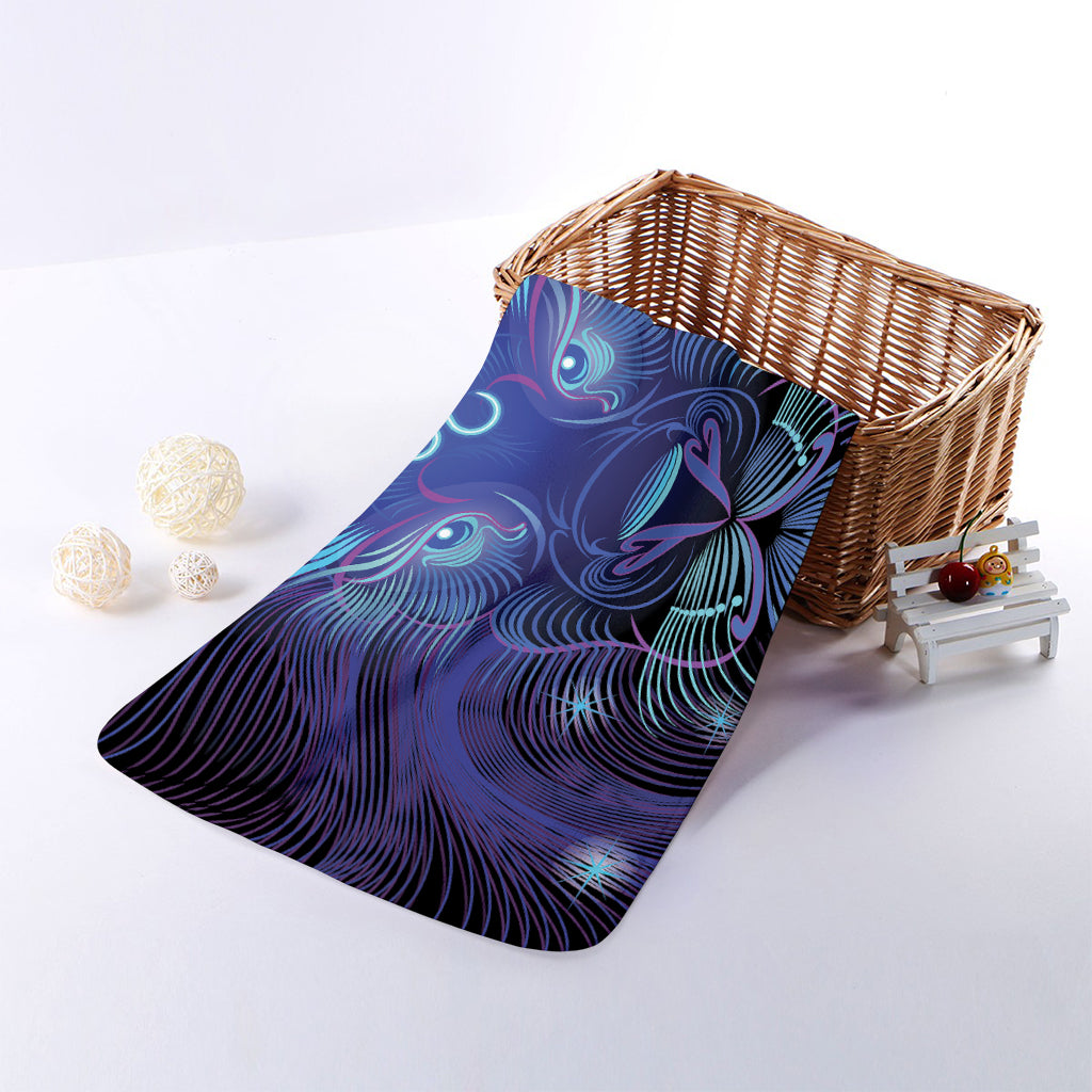 Dark Leo Zodiac Sign Print Towel