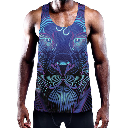 Dark Leo Zodiac Sign Print Training Tank Top
