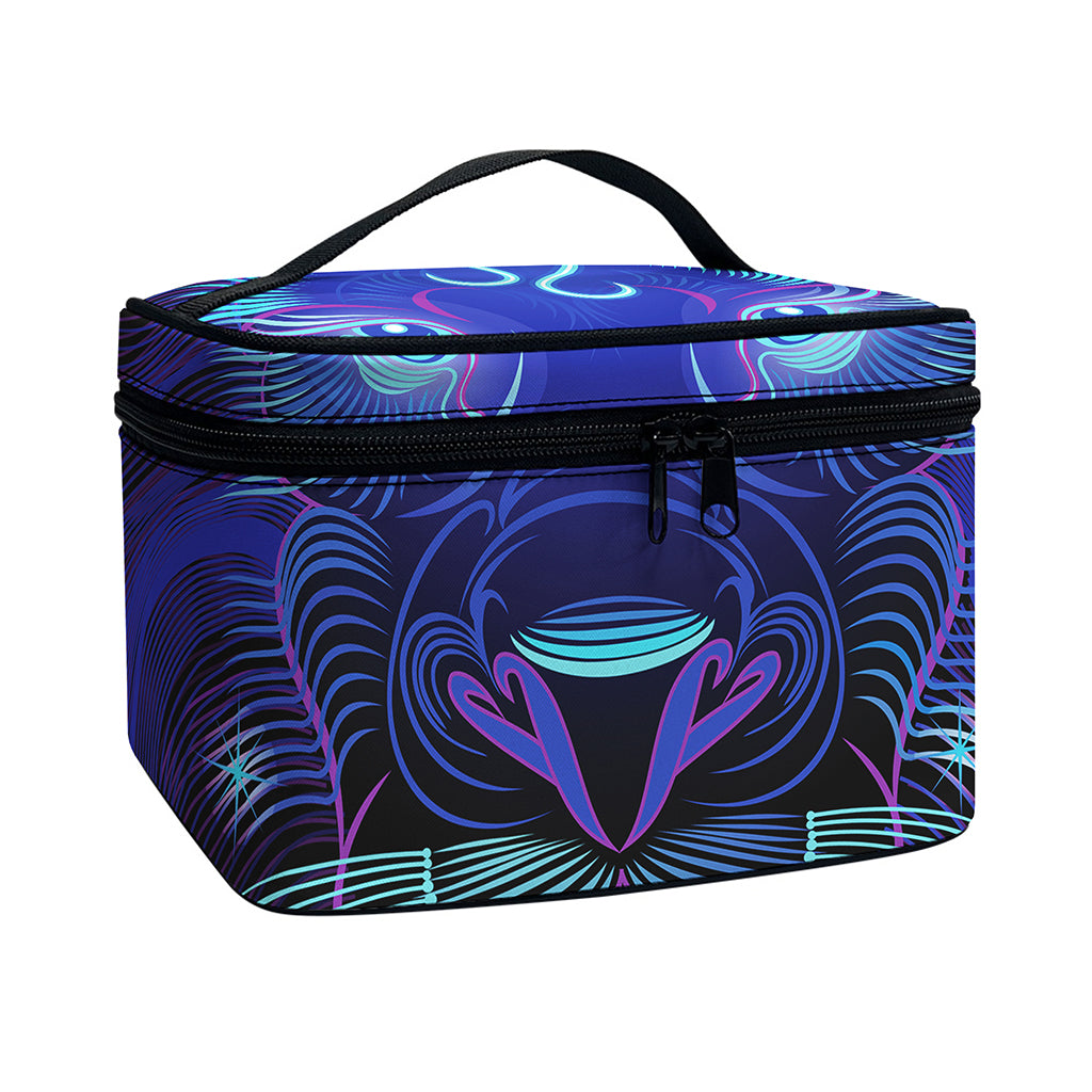 Dark Leo Zodiac Sign Print Travel Makeup Bag