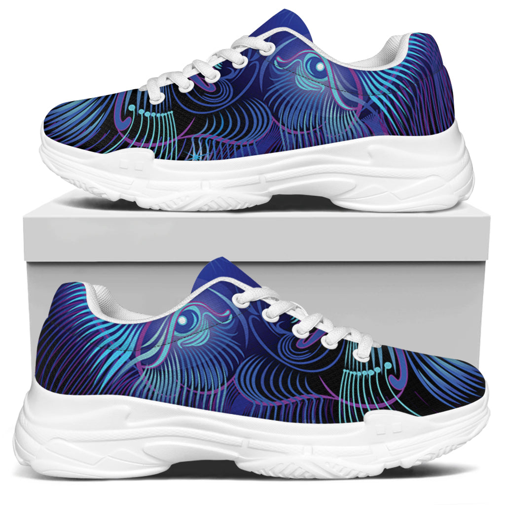 Dark Leo Zodiac Sign Print White Chunky Shoes