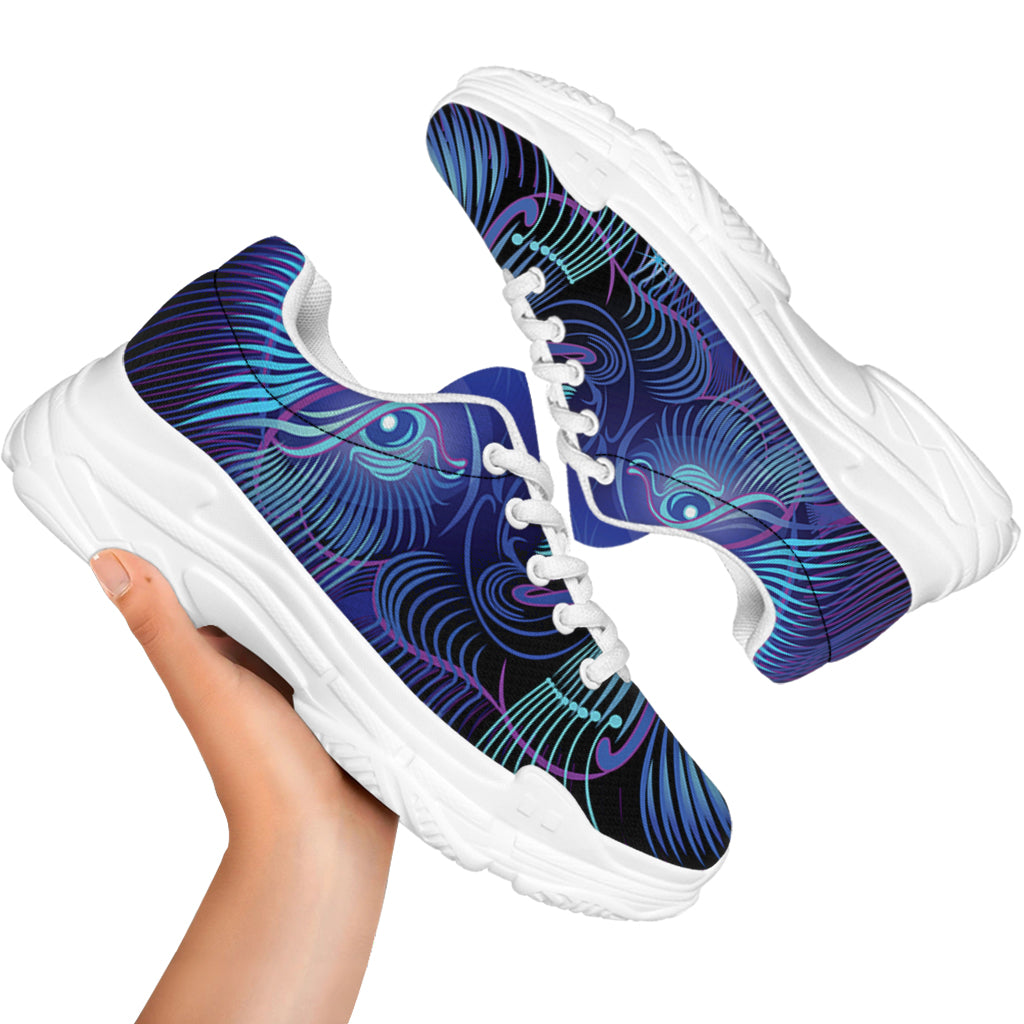 Dark Leo Zodiac Sign Print White Chunky Shoes