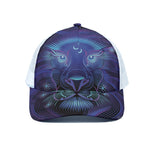 Dark Leo Zodiac Sign Print White Mesh Trucker Cap