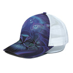 Dark Leo Zodiac Sign Print White Mesh Trucker Cap