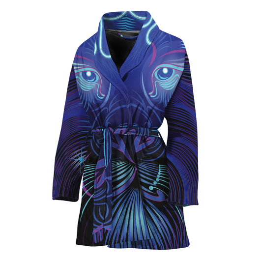 Dark Leo Zodiac Sign Print Women's Bathrobe