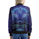 Dark Leo Zodiac Sign Print Women's Bomber Jacket