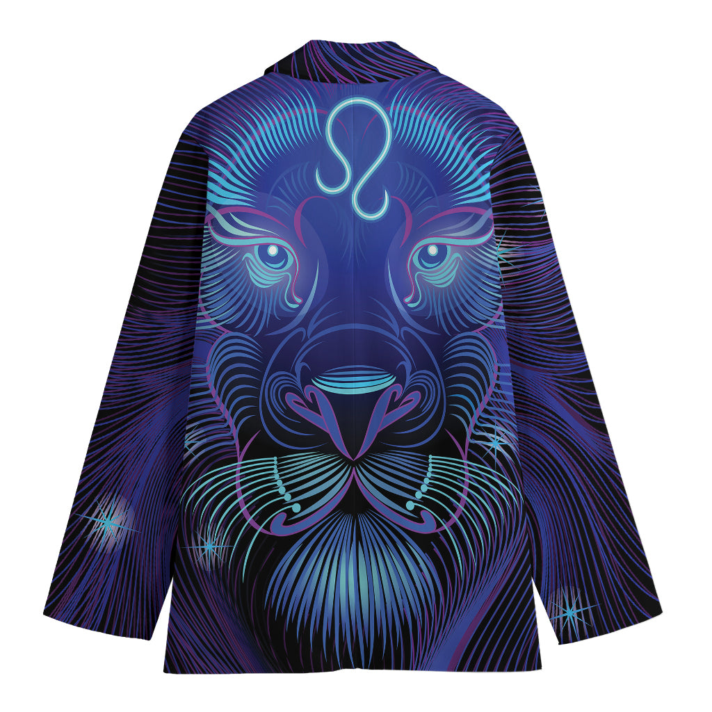 Dark Leo Zodiac Sign Print Women's Cotton Blazer