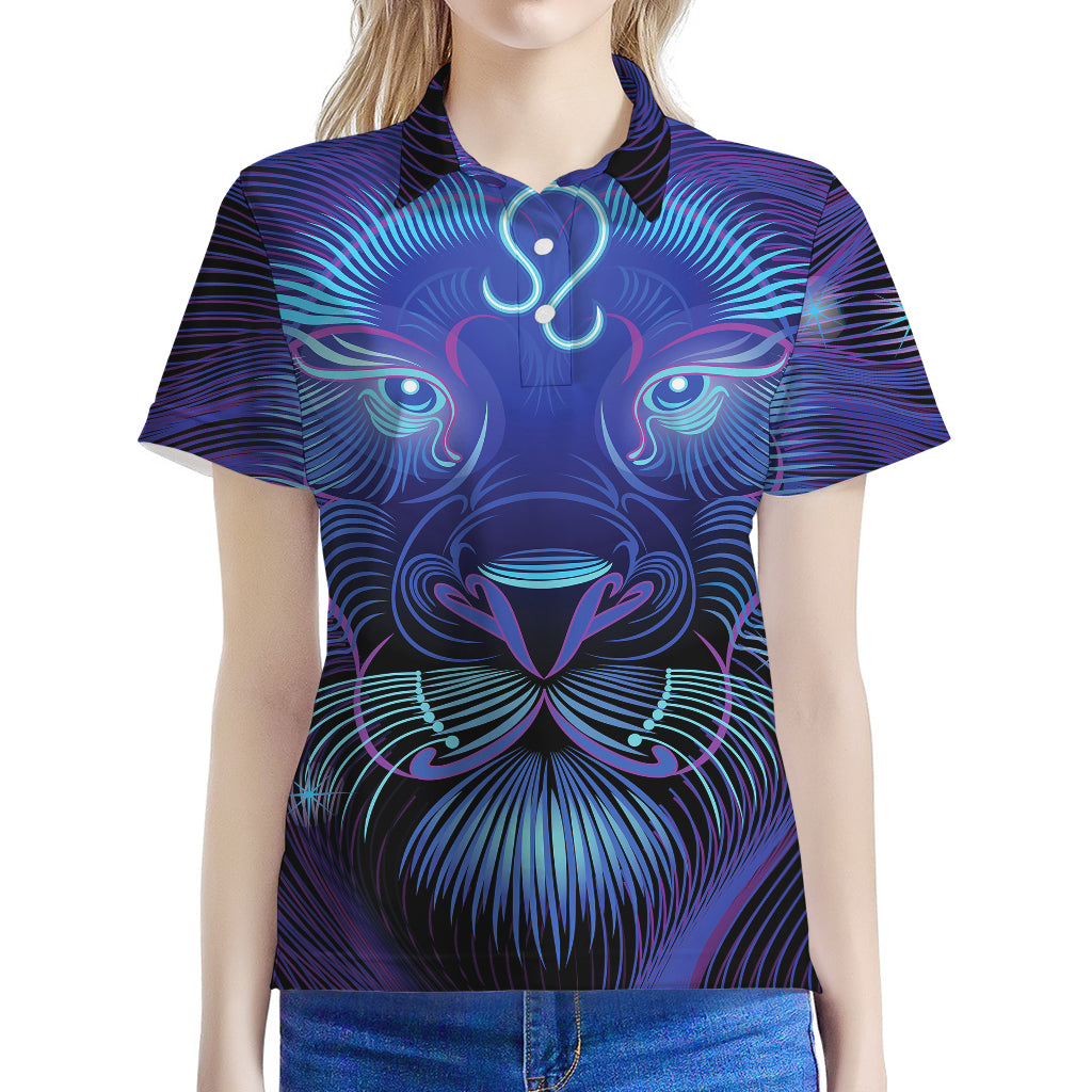 Dark Leo Zodiac Sign Print Women's Polo Shirt