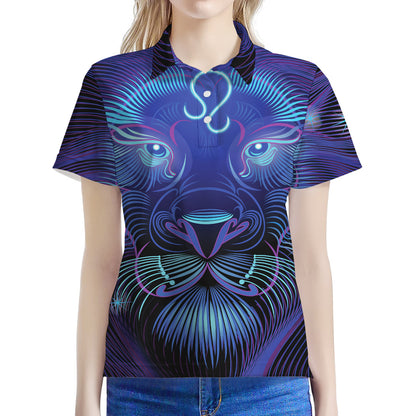 Dark Leo Zodiac Sign Print Women's Polo Shirt