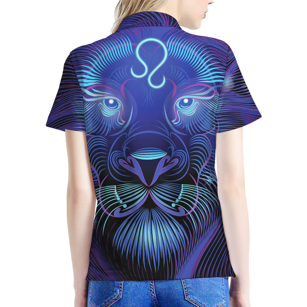 Dark Leo Zodiac Sign Print Women's Polo Shirt