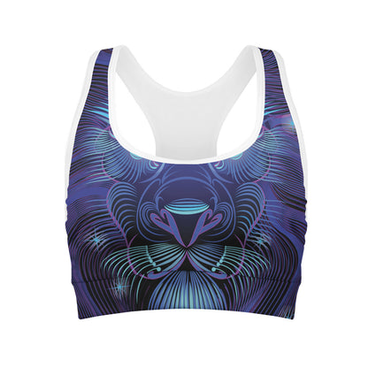 Dark Leo Zodiac Sign Print Women's Sports Bra