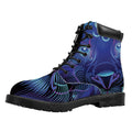Dark Leo Zodiac Sign Print Padded Collar Lace Up Boots
