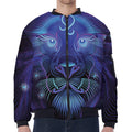 Dark Leo Zodiac Sign Print Zip Sleeve Bomber Jacket