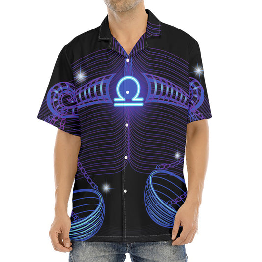 Dark Libra Zodiac Sign Print Aloha Shirt