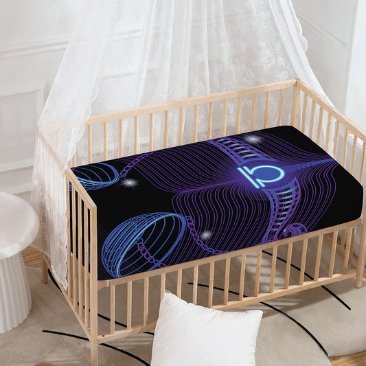 Dark Libra Zodiac Sign Print Baby Crib Sheet