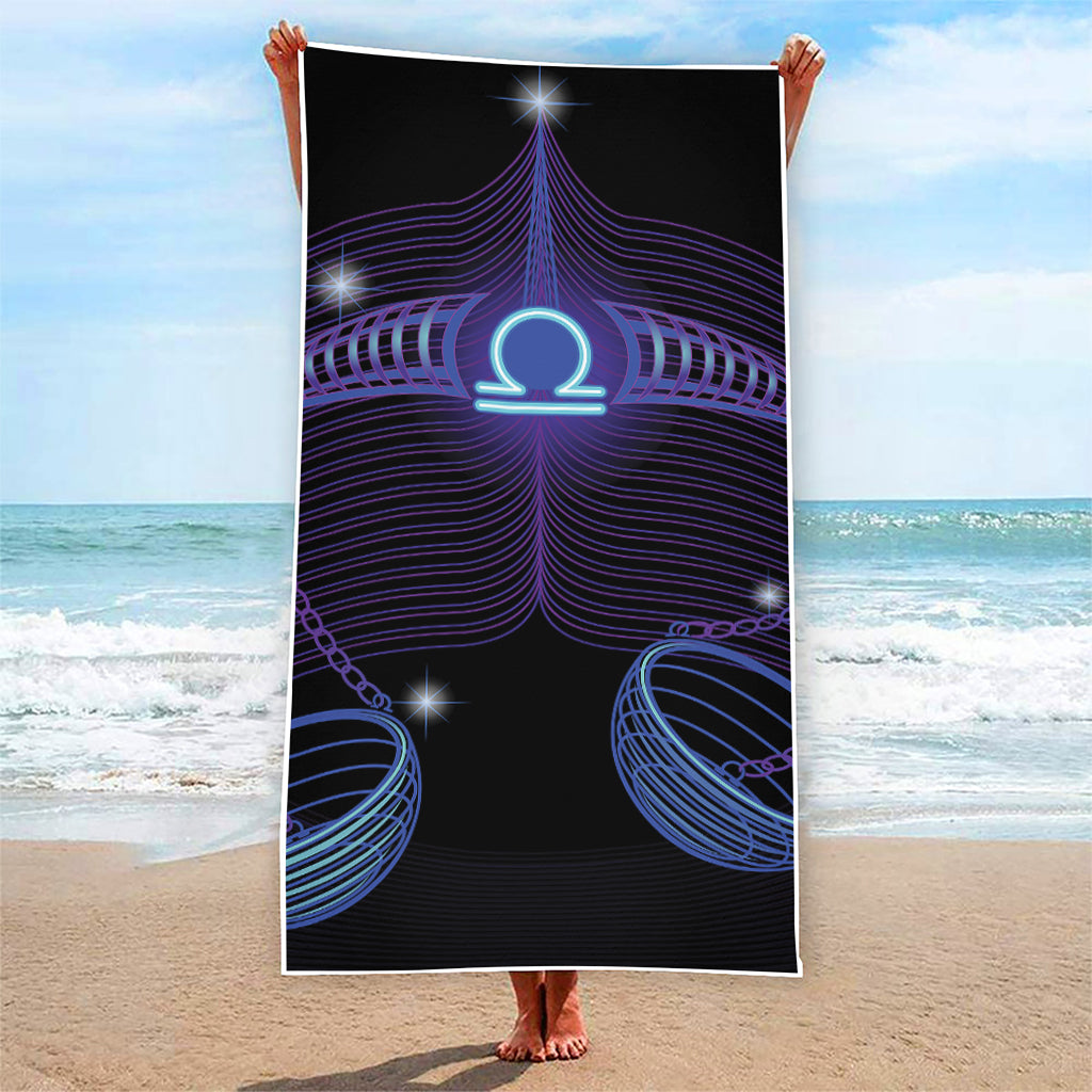 Dark Libra Zodiac Sign Print Beach Towel