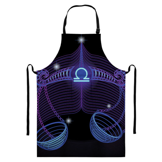 Dark Libra Zodiac Sign Print Bib Apron With Pocket