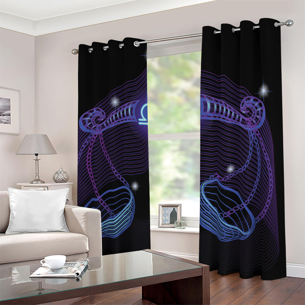 Dark Libra Zodiac Sign Print Blackout Grommet Curtains