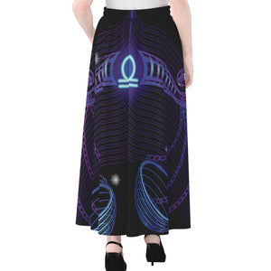 Dark Libra Zodiac Sign Print Chiffon Maxi Skirt