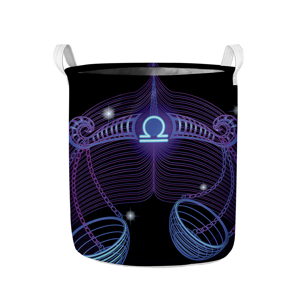 Dark Libra Zodiac Sign Print Collapsible Laundry Basket