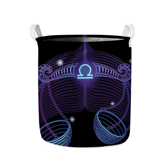 Dark Libra Zodiac Sign Print Collapsible Laundry Basket