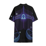 Dark Libra Zodiac Sign Print Cotton Hawaiian Shirt