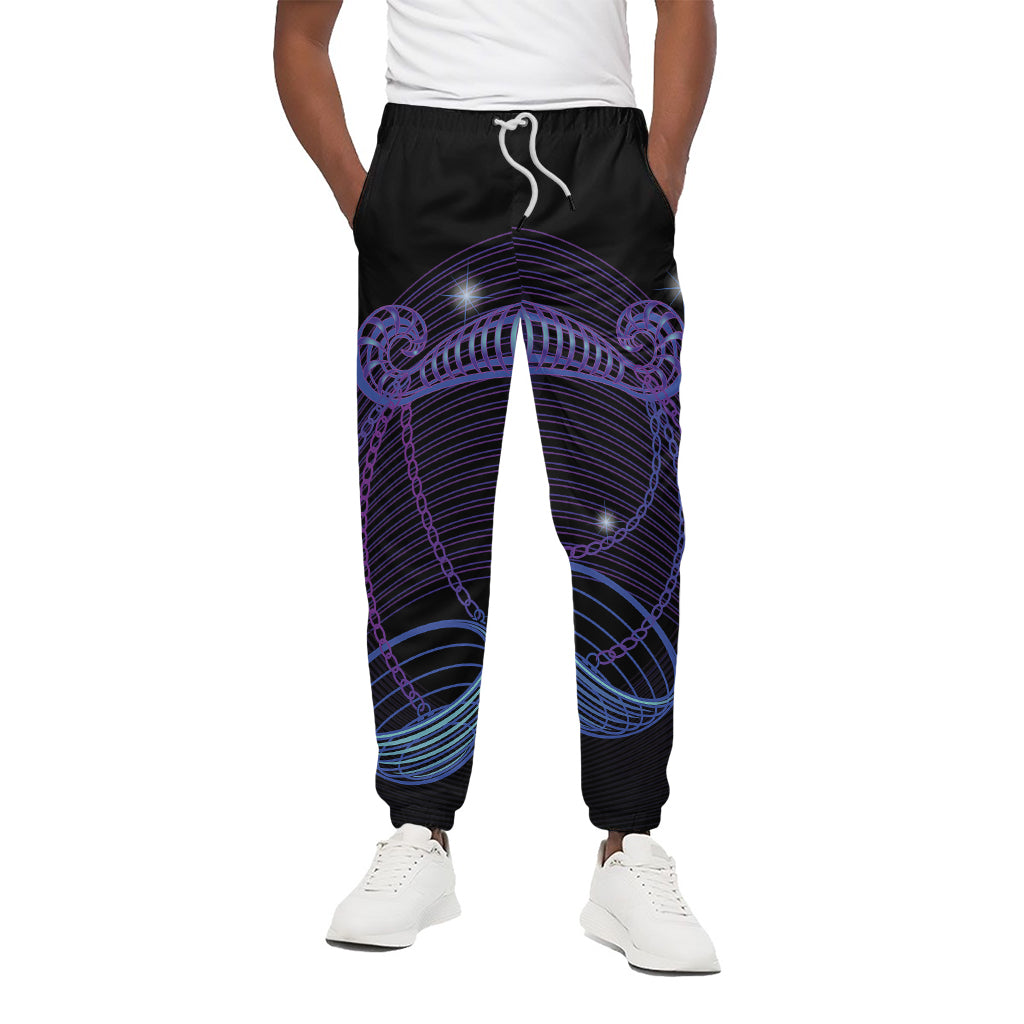 Dark Libra Zodiac Sign Print Cotton Pants