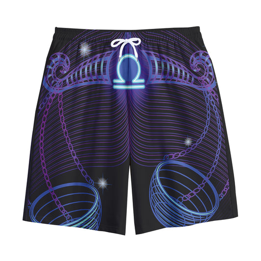 Dark Libra Zodiac Sign Print Cotton Shorts