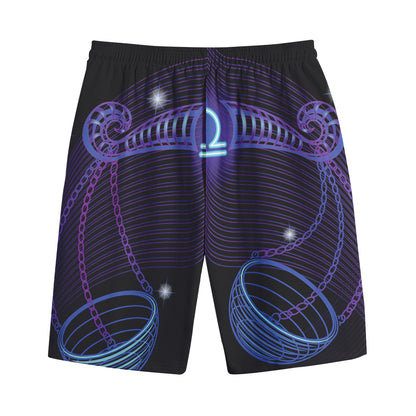 Dark Libra Zodiac Sign Print Cotton Shorts