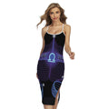 Dark Libra Zodiac Sign Print Cross Back Cami Dress