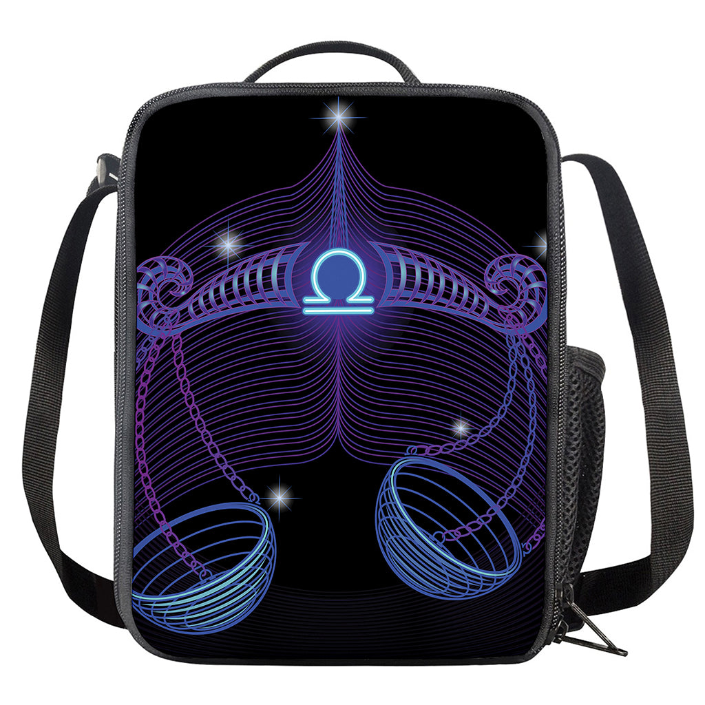 Dark Libra Zodiac Sign Print Crossbody Lunch Bag
