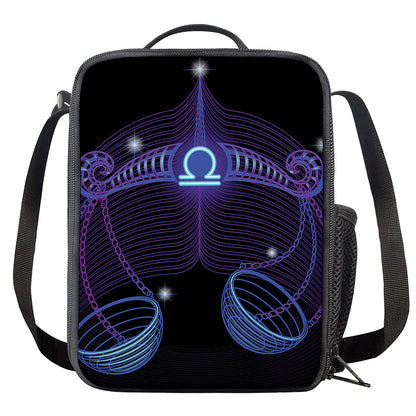 Dark Libra Zodiac Sign Print Crossbody Lunch Bag
