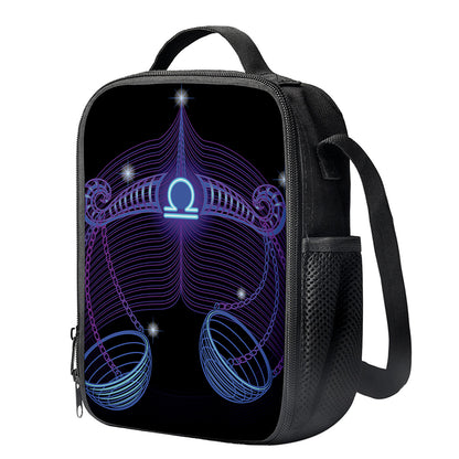 Dark Libra Zodiac Sign Print Crossbody Lunch Bag