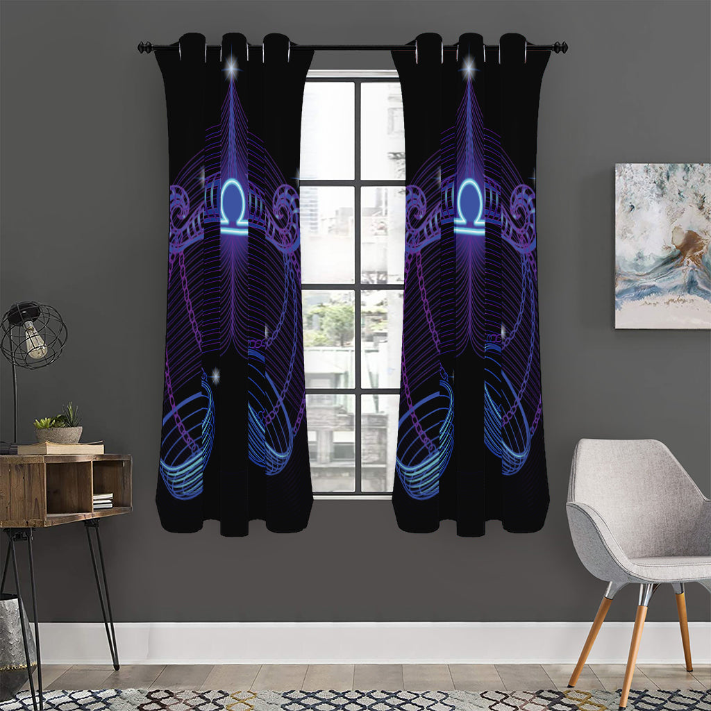 Dark Libra Zodiac Sign Print Curtain