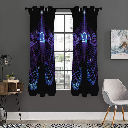 Dark Libra Zodiac Sign Print Curtain