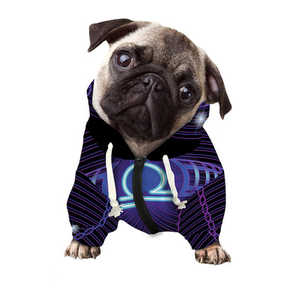 Dark Libra Zodiac Sign Print Dog Zip Up Hoodie
