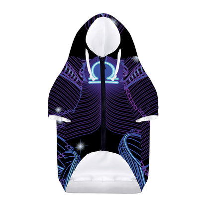Dark Libra Zodiac Sign Print Dog Zip Up Hoodie