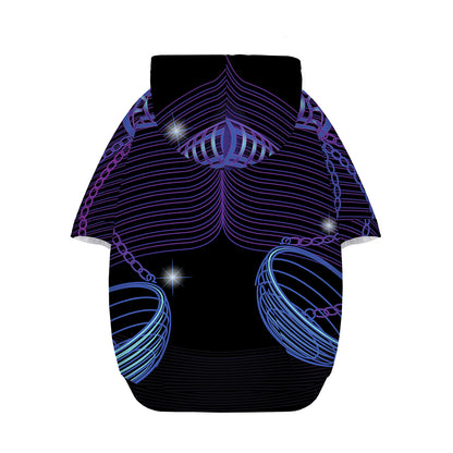 Dark Libra Zodiac Sign Print Dog Zip Up Hoodie