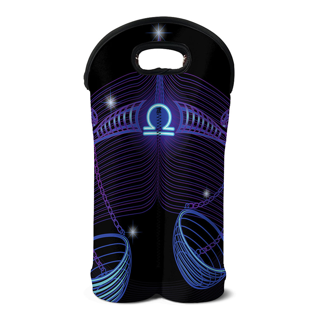 Dark Libra Zodiac Sign Print Double Neoprene Wine Tote