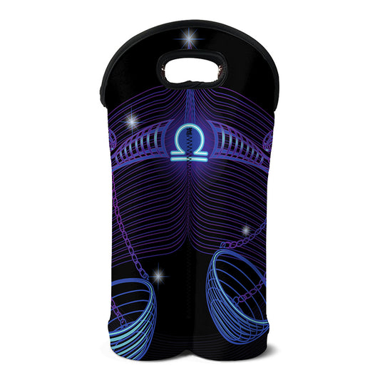 Dark Libra Zodiac Sign Print Double Neoprene Wine Tote