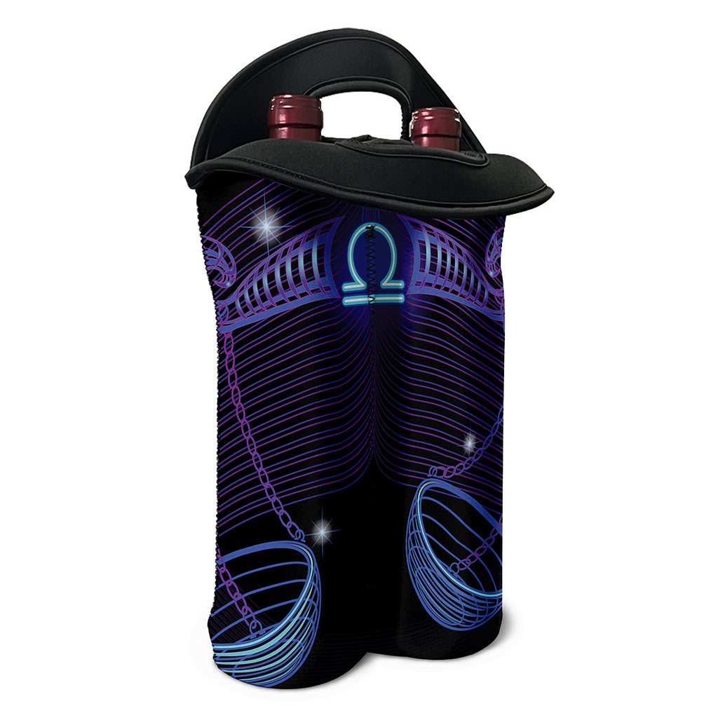 Dark Libra Zodiac Sign Print Double Neoprene Wine Tote