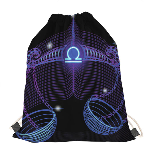 Dark Libra Zodiac Sign Print Drawstring Bag