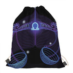 Dark Libra Zodiac Sign Print Drawstring Bag