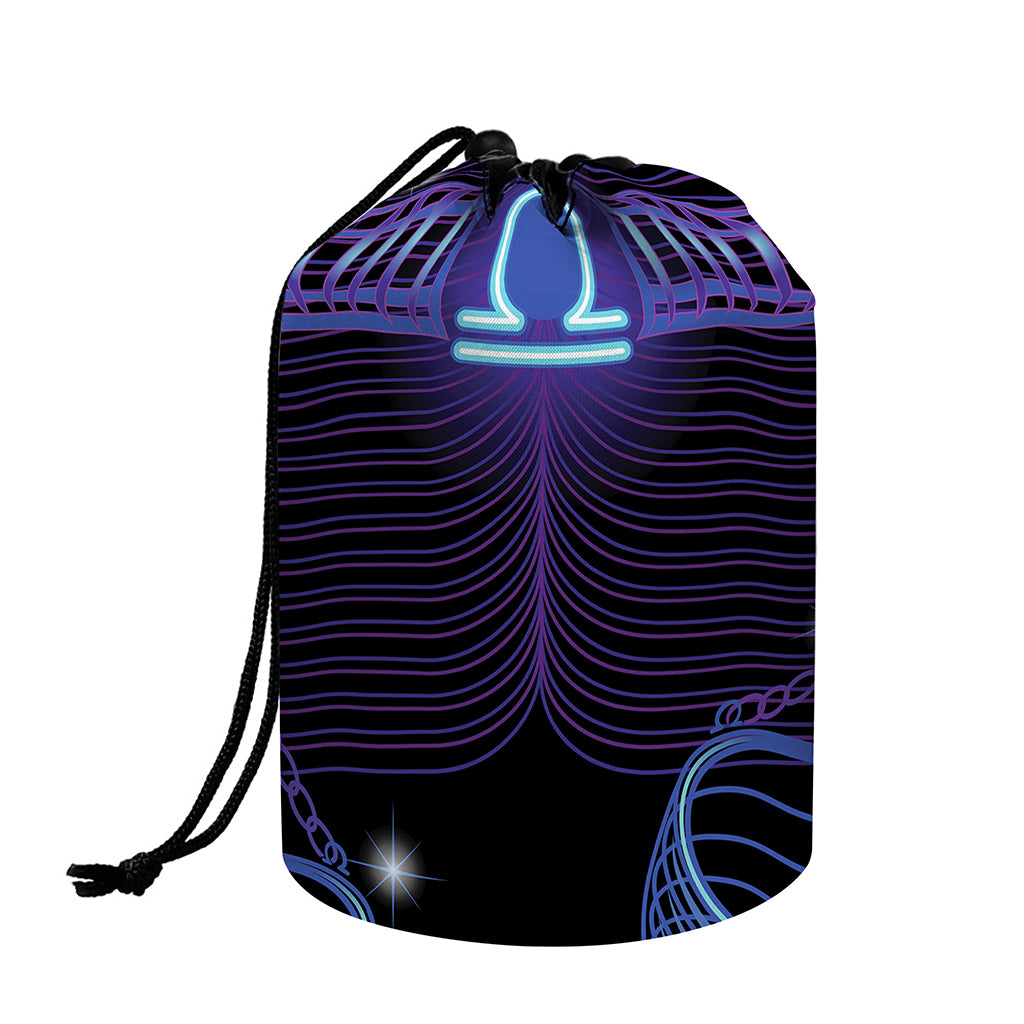 Dark Libra Zodiac Sign Print Drawstring Makeup Bag